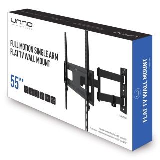 soporte tv wall mount full motion single arm 55" unno tm8057bk