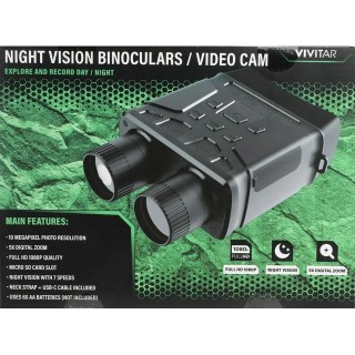 Binoculares con cámara VIVITAR - Visión nocturna, aumento óptico 4X, pantalla LCD de alta definición