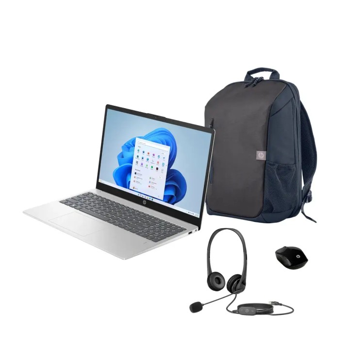 Laptop HP 15-FC0014LA, AMD Ryzen™ 7-7730U, mochila HP, auriculares HP y mouse HP