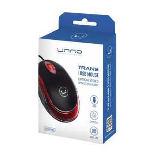 mouse optico usb c/luz led negro/rojo unno