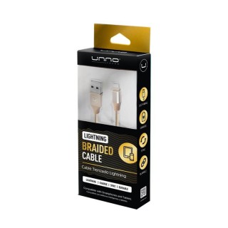 Cable lightning trenzado gold 1.5m/5ft UNNO