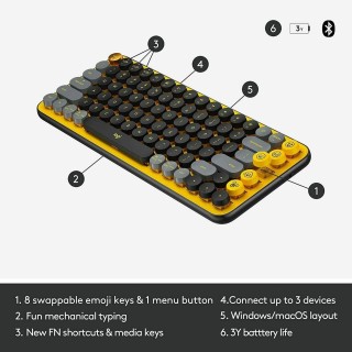 Teclado LOGITECH POP Keys Mechanical con teclas Emoji-Blast