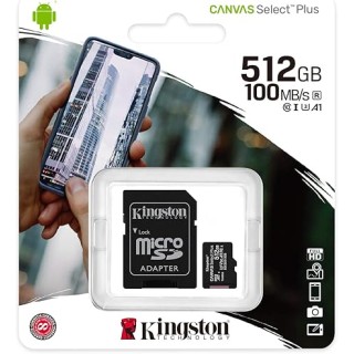 Tarjeta microSD KINGSTON 512GB microSDXC Canvas Select Plus 100R A1 C10